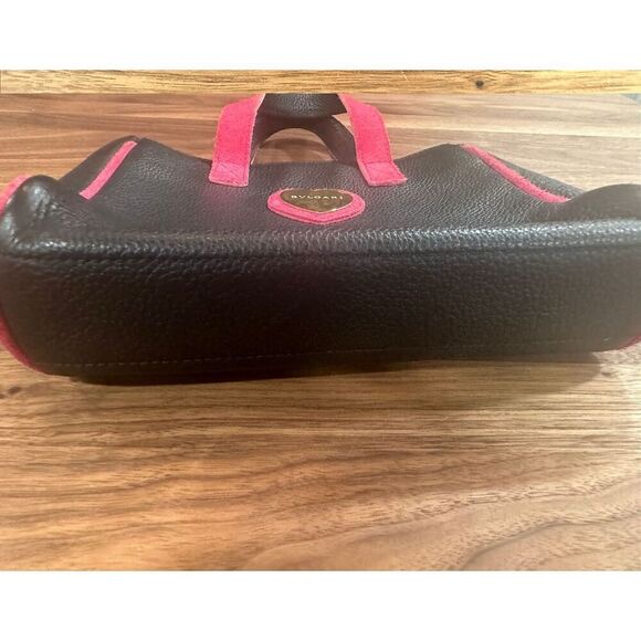 Bvlgari Leather Heart Logo Mini Tote Bag Black Red Gold Preppy Cute Winter Fall - Picture 3 of 12